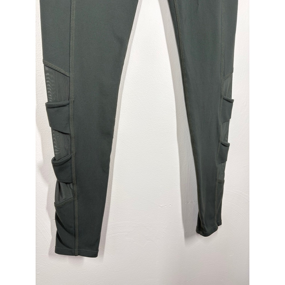 Athleta Womens Leggings Small Green Stretchy Mesh High Rise Yoga Gym Activewear - Picture 3 of 14